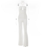 Bodycon Backless Sexy Strapless Women Jumpsuits Green Halter Hollow Out Slim Jumpsuits Summer Skinny Fashion
