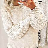 Fongt Women's Fashion Women's Jumper Long Sleeve Round Neck Stitch Sweater Women's
