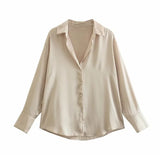 Fongt Women's Clothing In Autumn 2025 20 Color Buff Silk Densate V Collar Long-Sleeved Striped Vertical Shirt