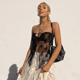 Fongt Lace T-Shirt Blouse 2024 Summer New Sexy Hottie Short
