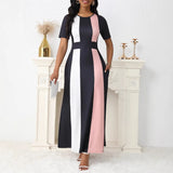 Fongt Women's Clothing New Temperament Fashion Fashion Dress Short Sleeve Long Skirt