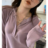 Coquette Long Sleeve Tops Korean Stlye Solid Basic Slim Hoodie Women Harajuku Y2k Beige Sweatshirt Gyaru TShirts