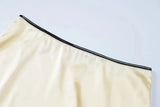 Satin Contrast Trim Bow Crop Top And Maxi Skirt Two Piece Set-Outfit
