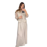 Fongt 2024 New Solid Color Mesh Splicing Coat Casual Wide-Leg Pants Suit Women-Outfit