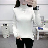 Thicken Turtleneck Bottomed Sweaters Women's Oversized 4xl Plus Velvet Warm Knit Pullover Khaki/white Slim Sweater