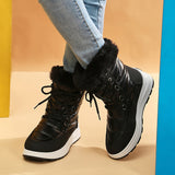 Women's Faux Fur Ankle Boots Chunky Platform Waterproof Snow Boots Women Silver Thick Plush Warm Winter Boots Shoes Woman 43-Outfit