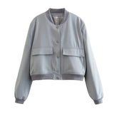 Spring Style Flip Large Pocket Decoration Vertical Collar Loose Jacket Jacket-Outfit