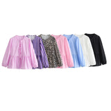New Bow Knot Lock Color Loose Casual Shirt Blouse-Outfit