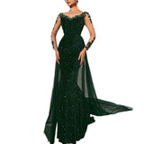 Fongt Ladies' Prom Dress Long Dress Temperament Stylish Elegant Long Lace Party Evening