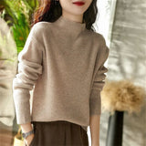 Fongt Turtleneck Sweater Female 2024 Autumn / Winter New Solid Color Languid Wind Slim Inside With Long Sleeve Knit Bottom Top-Outfit