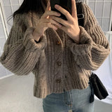 New 2021 Winter Spring Women's Sweaters V-Neck Buttons Cardigans Oversize Fashionable Korean Ladies Knitwears