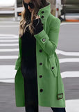 Fongt Autumn And Winter Large Size Hairs, Women's Coat Single Row Multi-Buckle And Button Collar Coat