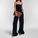 Fongt 2025 New Women's Sleeveless Sexy Solid-Colored Broad-Legged Trousers Women