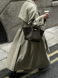 Fongt Autumn And Winter Explosion Temperament Clapping Belt Long Hair Coat Single Buckle