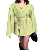 Fongt Autumn New Solid Color Big Collar Loose Collar Belt Short Suit Jacket