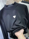 Fongt Waxy Elastic Double-Sided German Velvet Bottom Shirt Female Slim Slim Love Half High Collar With Long-Sleeved T Shirt Jacket Female-Outfit