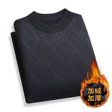2023 Autumn Winter Middle-aged Men Sweater Thicken Warm Knitted Male Basic Sweater Plaid Pullover Shirt Jumper Sweater