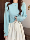 One-Word Collared Sweater For Women In Autumn And Winter, A Solid Color Casual Sweater, A Small Foreign Sweater.-Outfit