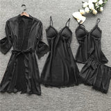 Large-Size Four-Piece Set With Chest Cushions Sexy Slings Home Lace Pajamas Casual Home
