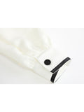 Women Lace Embroidery Long Sleeve Single Breasted Blouse Peter Pan Collar Solid Female Loose Casual Tops 2023 Autumn