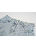 Waist Denim Mini Skirt Women Korean Vintage New Fashion Slimming Versatile Denim Button Lotus Leaf Pleated Skirts