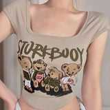 Print Square Neck Women's Tank Top With Chest Pad Summer-Outfit