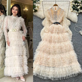 Fongt Light Luxury Famous 媛 Heavy Industry Embroidery Embroidery To Close The Waist Net Velvet Pong Pong Dress Female Thin Temperament Elegant Dress