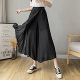 Fongt Women 2025 Early Spring New Korean Pressure Folded Skirt Broad Legs Long Pants