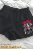 female High waist shorts Goth print 2023 shorts Harajuku Short Black High Women's pants for women Summer women's