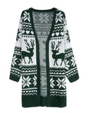 Fongt And Winter Sweater Women Christmas Elk Snowflake Embroidered Knitted Jacket Woman