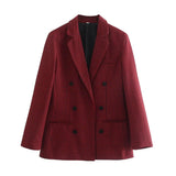 Plaid Blazer for Women Elegant High Quality Office Outfits New In Jacket Double Breasted Coat Oversized Blazer De Mujer-Outfit