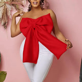 Fongt D335women Tops Women's Sexy Bow Wrapped In Breast African Braided Short Top Shirt