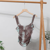 Hottie Tie Dye Irregular Sleeveless Small Sleeveless Sleeve Strip Back Strap Bow Strap Bow Blouse