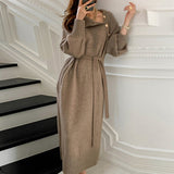 Fongt French Temperament In Autumn And Winter 2025 With A Sweater Inside The Long Knee-Jerk Knitted