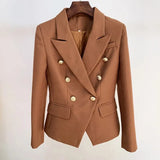 QUALITY Newest 2023 Baroque Designer Blazer Jacket Women's Classic Metal Lion Buttons Double Breasted Slim Fitting
