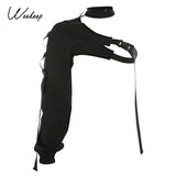 Streetwear Reflective Jacket Women Halter Buckle Patchwork Jackets 2019 Fashion Cropped One Shoulder