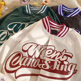 Retro Bomber Jacket Letter Embroidery 2021 Autumn Men Women Street Loose Wild Baseball Uniform Jacket Couple Y2k