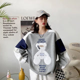 Color Bear Pullover Women's Spring 2022 New Fashion All-match Loose Pullovers Large Size Design Sense Printed