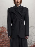 Fongt Sleeve Small Suit 2024 Summer New Temperament Senior Sense Irregular Slim Type Formal Suit Jacket Female-Outfit