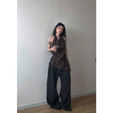 Fongt Temperament Collar Hanging Neck Vest Top Fashion Loose Feeling Loose Wide Legs Casual Pants Women Two Sets