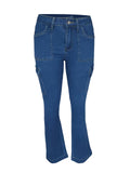 Fashion Many Pocket Slim Slim Blue Jeans-Outfit