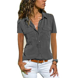 Fongt Summer Autumn New Ladies Shirt Collar Short-Sleeved Shirt Women's Clothing