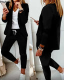 2023 Women's Suit Blazer Pants Elegant Outfit Casual Turn-down Collar Office Lady Long Sleeve Blazer Trousers костюм