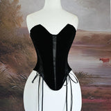 Fongt French Retro Velvet With Thoracic Fish Bone Girded Lumbar Simple Shape Dress Corset Can Be Worn Outside