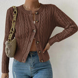 Fongt Autumn Sweater Women's Large Size Mahjong Collar Collar Cardigan Long-Sleeved Coat