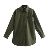 Trendy Women's Shirt Spring New Candy Pocket Long-Sleeved Button Cardigan Lapel Blouse-Outfit