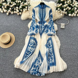 Fongt Folded Dress Women 2025 Spring Dress High Fashion High Fashion High-Grade High-Rise Thin Print Embossed Skirt