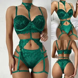 Sex Lingerie Sexy Garter Neck Lace Three-Point Underwear Set Temptation Direct