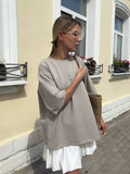 Fongt Hot Cotton T-Shirt Women Wear Round Collar Ring Cloth Short-Sleeved Loose Basic Top