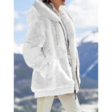 Fongt Hot New Autumn And Winter Loose Plush Multi-Color Hooded Coat Woman